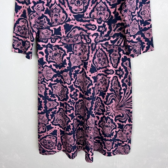 Title Nine size L half sleeve dress fit & flare stretch jersey dress pink navy - Picture 4 of 12